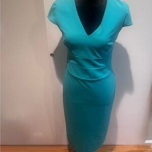 Donna Morgan Teal Cap Sleeve Midi Dress